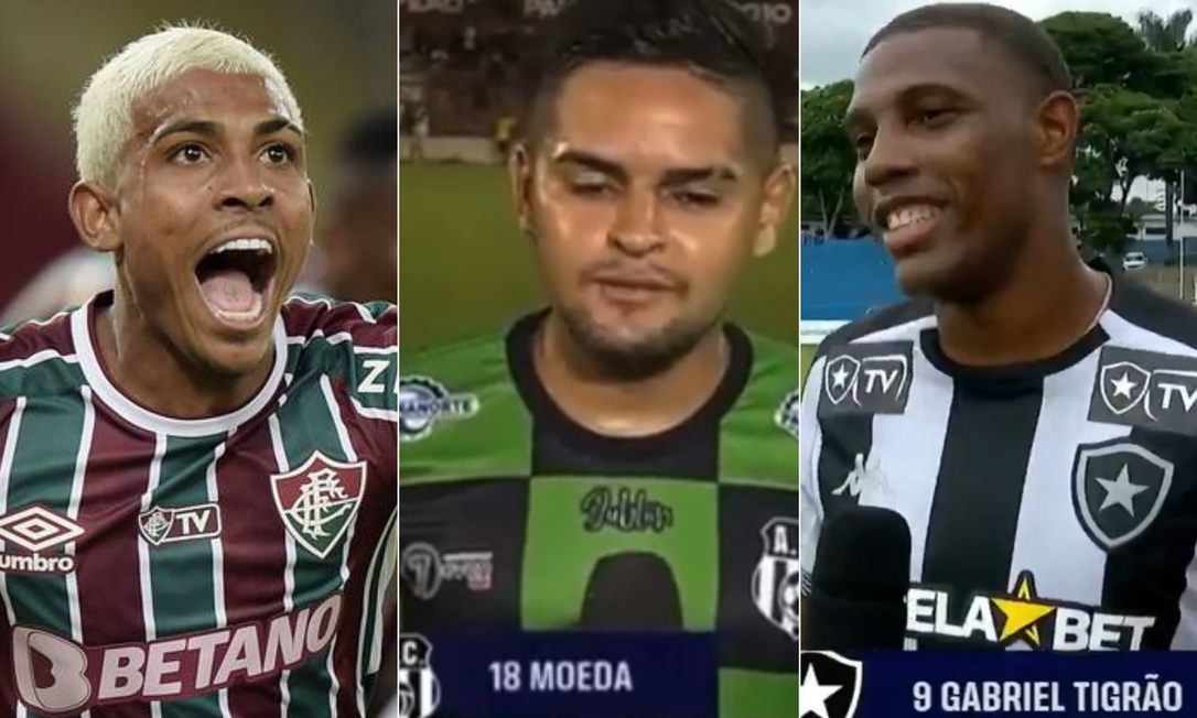 John Kennedy (Fluminense), Moeda (do Andirá) e Tigrão (Botafogo) Foto: Alexandre Loureiro/Reuters e Reprodução da TV