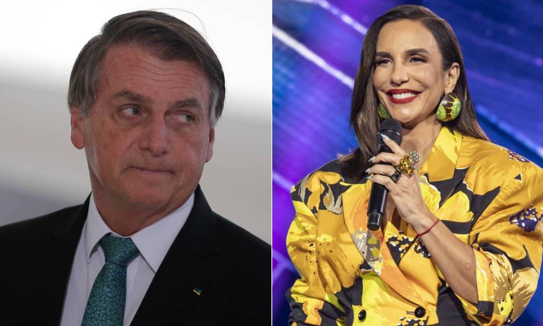 Presidente Jair Bolsonaro e a cantora Ivete Sangalo Foto: Montagem com fotos de reprodução