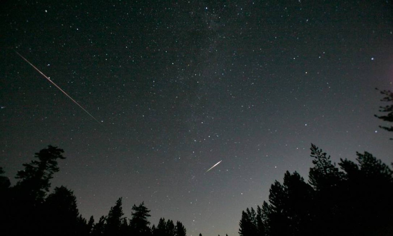 Chuva de meteoros Perseidas vista de floresta na Califórnia, Estados Unidos. Foto: Mario Azuoni / Reuters