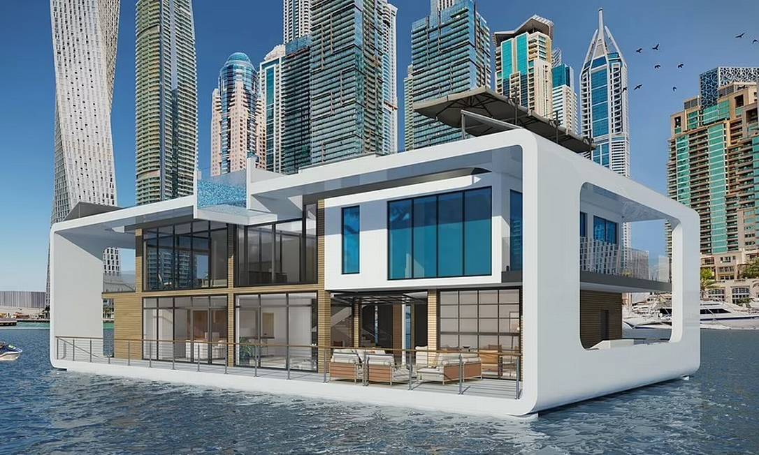 Uma das 12 villas independentes Neptune, que se conectar&atilde;o ao hotel de luxo flutuante Kempinski Floating Palace, em Dubai Foto: Reprodu&ccedil;&atilde;o