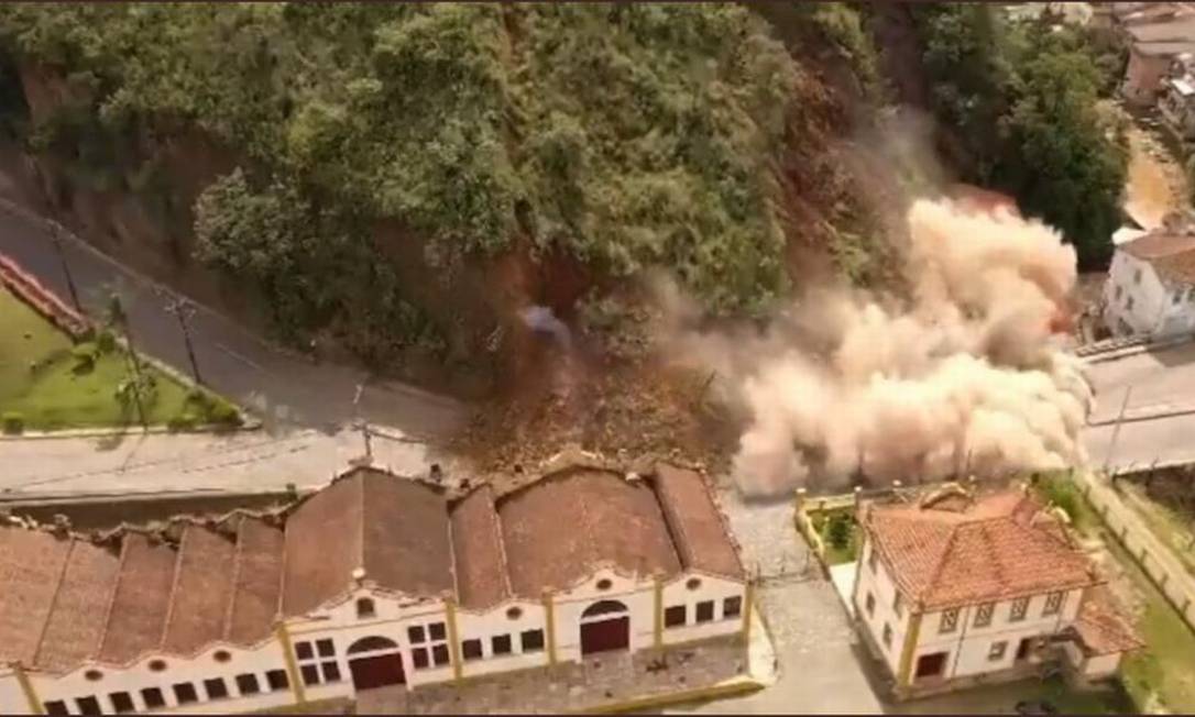 Morro da Forca desabou no centro histórico de Ouro Preto (MG) Foto: Reprodução