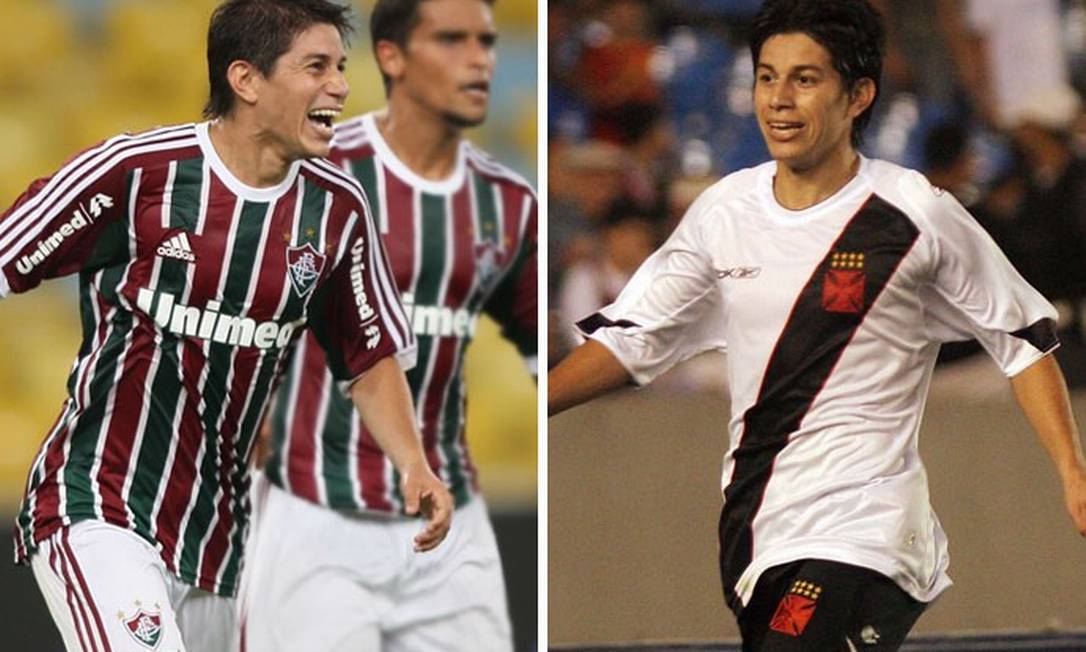 Darío Conca deixou o Vasco em 2007 e acertou com o Fluminense em 2008. É ídolo nas Laranjeiras Foto: Editoria de Arte