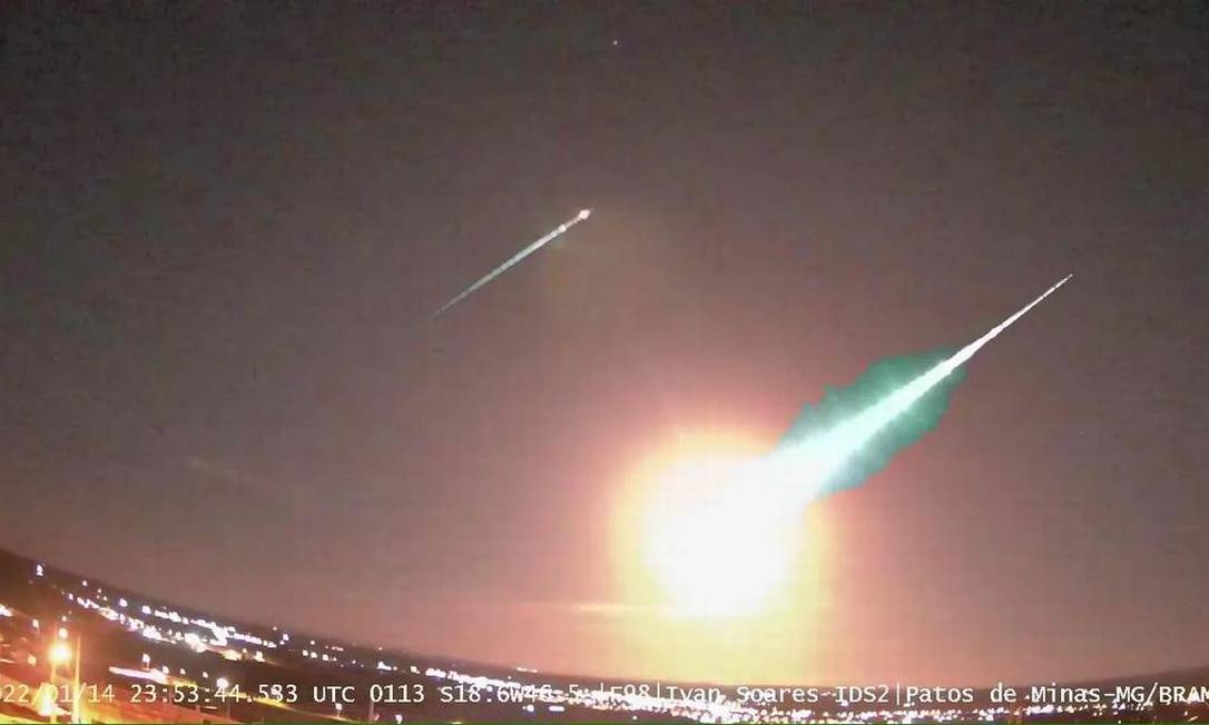 Registro de meteoro no céu de Patos de Minas Foto: Reprodução