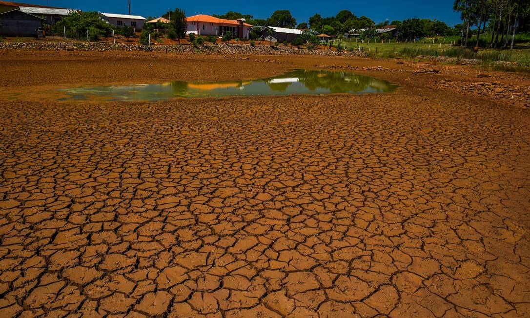 Iporã SC, 12/01/2022 - Clima Tempo / Seca -Seca na localidade de Lagoa dos patos entre Iporã do oeste e Itapiranga no oeste Catarinense escancara o siofrimento dos habitantes da região. Quanto mais perto do Rio grande do sul mais a terra fica esturricada e o calor tornasse insuportavel. A proprirdade pertence a familia de Alfredo Reina que só não desiste de ser agricultor, pois não sabe fazer outra coisa Fotos Antonio Carlos Mafalda- Mafalda Press / Agencia O Globo Foto: Mafalda Press / Agência O Globo