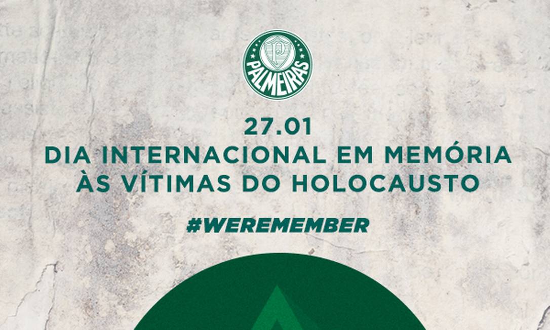 Palmeiras publicou post em memória das vítimas do holocausto Foto: Reprodução