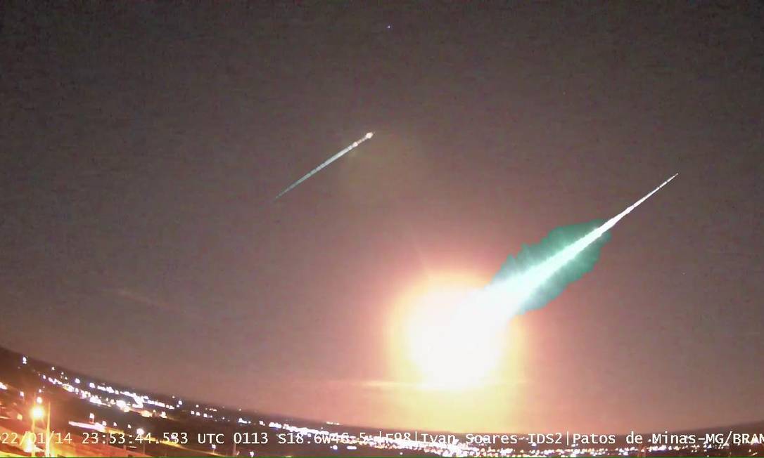 Meteoro visto no Triângulo Mineiro cruzou o céu a mais de 43 mil km/h Foto: Ivan Soares/Bramon