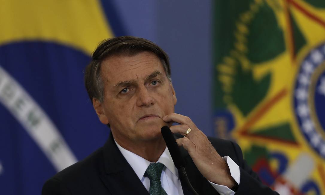 Jair Bolsonaro, presidente da República, durante solenidade Foto: CRISTIANO MARIZ / Agência O Globo