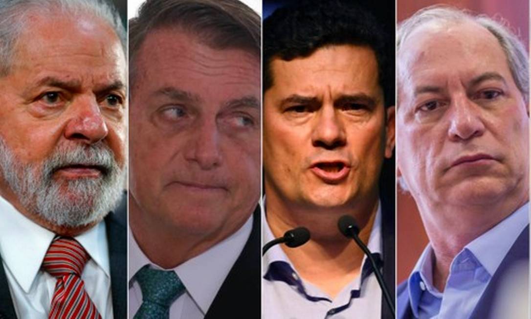 Lula, Bolsonaro, Moro, Ciro e Doria Foto: Editoria de Arte com fotos Agência O Globo
