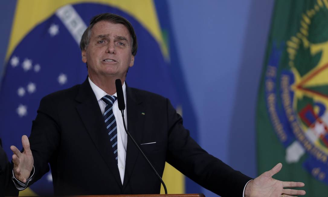O presidente Jair Bolsonaro participa de cerimônia no Palácio do Planalto Foto: Cristiano Mariz/Agência O Globo/12-01-2022