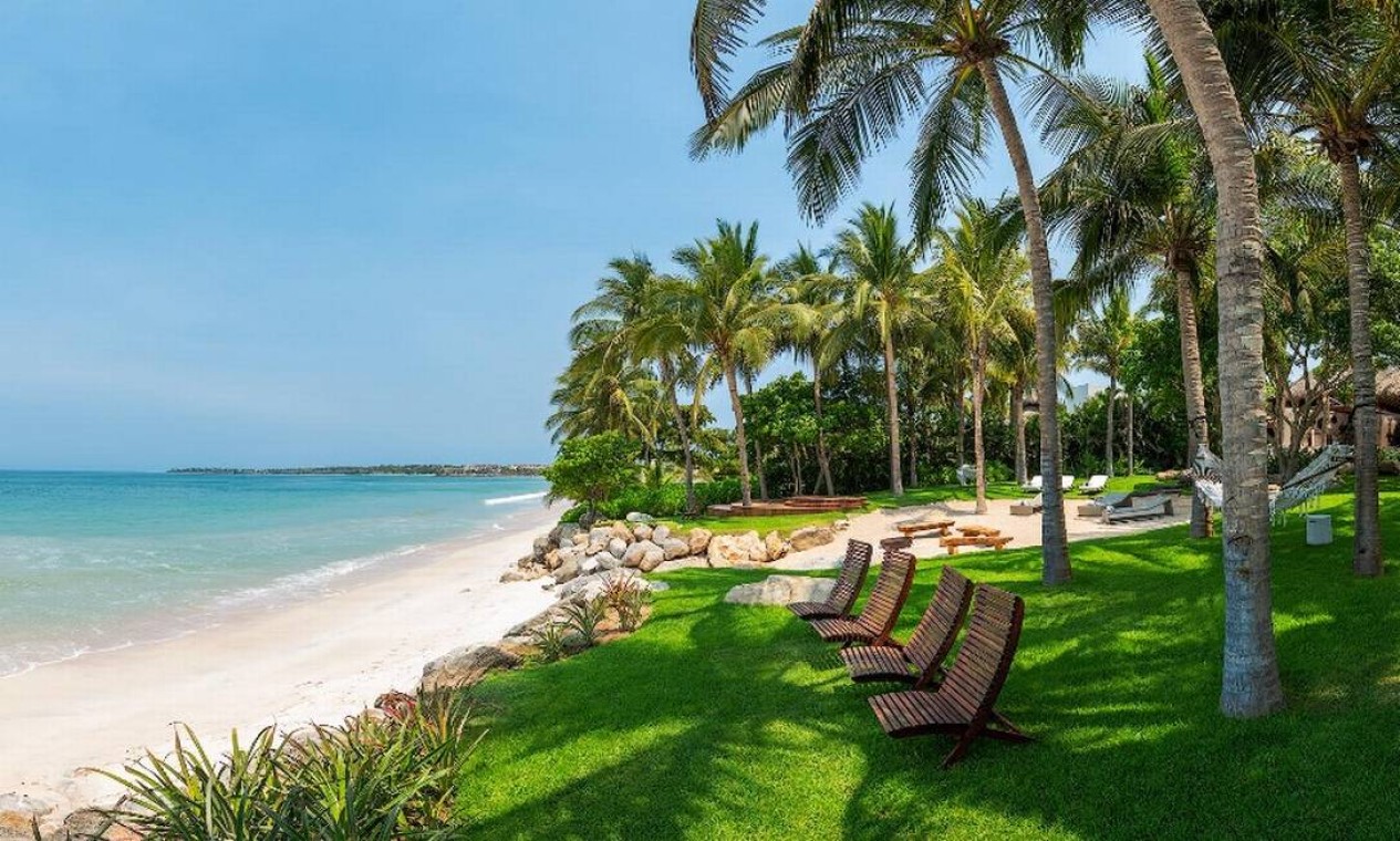 A casa tem acesso direto e exclusivo à praia Foto: Reprodução/Luxury Retreats