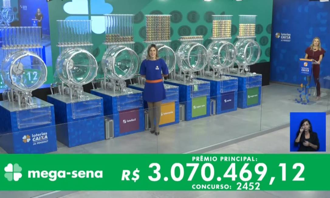 Caixa realizou o sorteio do concurso 2.452 da Mega-Sena Foto: Reprodução