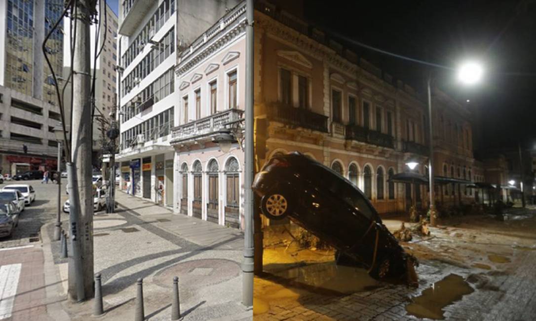 Proximidades da Rua Teresa amanheceram com reflexos da tragédia Foto: Editoria de arte