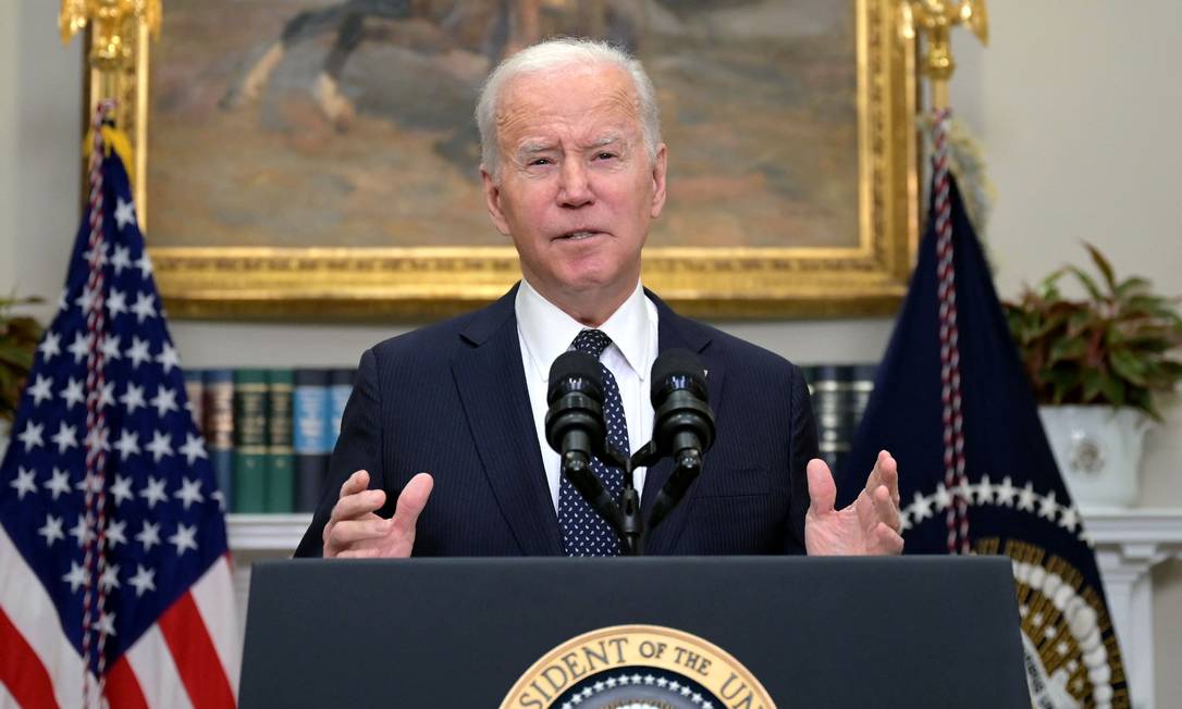 O presidente americano Joe Biden em pronunciamento na Casa Branca Foto: Jim Watson / AFP
