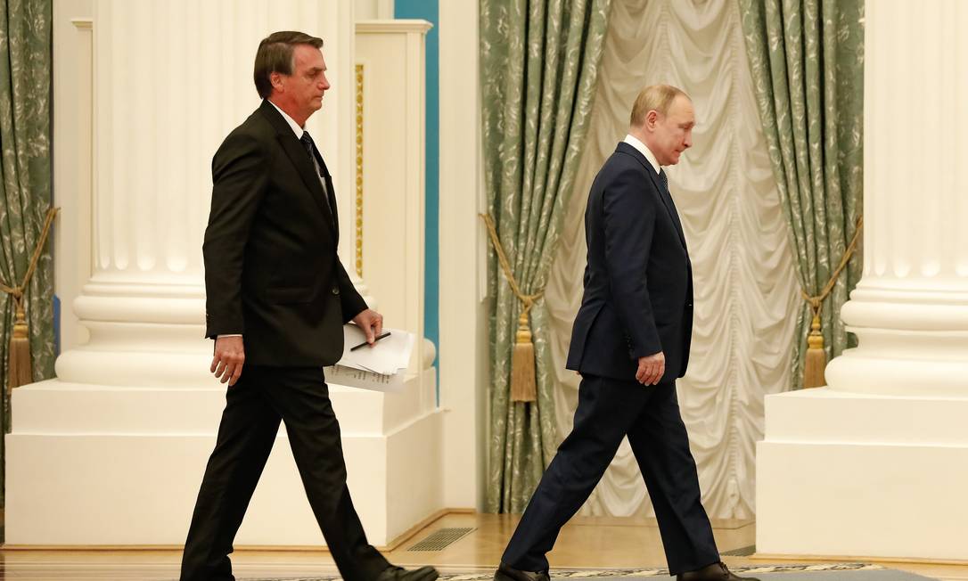 O presidente Jair Bolsonaro e o presidente da Rússia, Vladimir Putin, durante encontro em Moscou Foto: Alan Santos/Presidência/18-02-2022