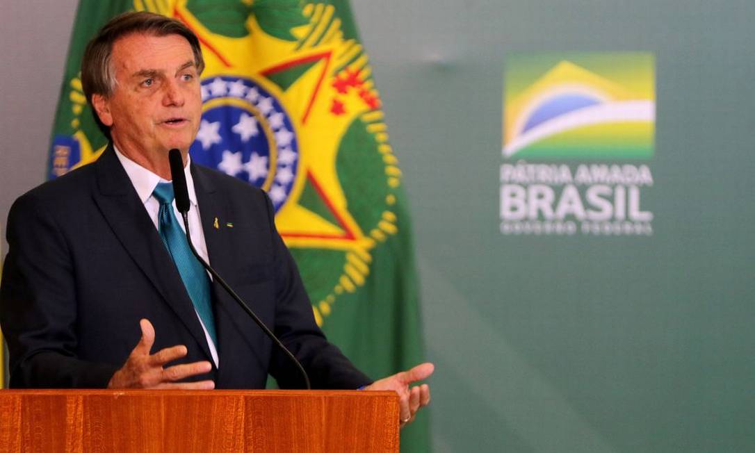 O presidente Jair Bolsonaro, durante cerimônia no Palácio do Planalto Foto: Wilson Dias/Agência Brasil