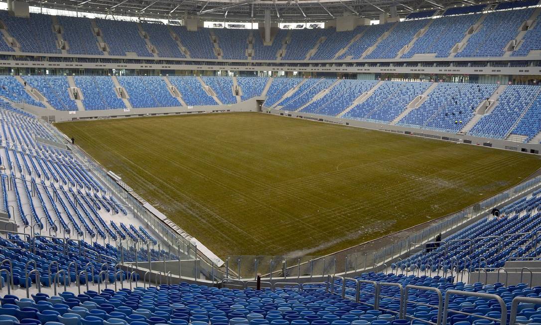 O Estádio Krestovsky, em São Petesburgo, palco da final da Champions Foto: OLGA MALTSEVA / AFP