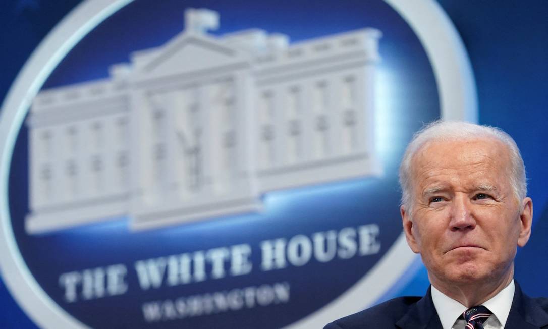 O presidente dos EUA Joe Biden participa de reunião virtual na Casa Branca, em Washinton Foto: KEVIN LAMARQUE / REUTERS/22-02-2022