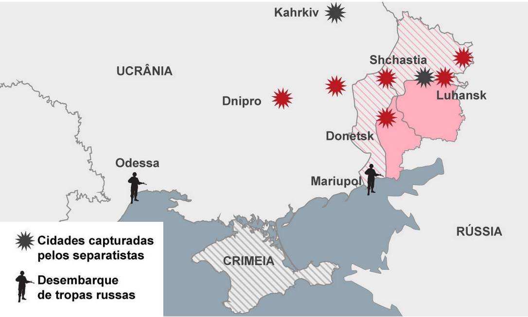 Guerra Total: Mapas mostram a invasão russa na Ucrânia passo a passo Foto: Arte/O GLOBO