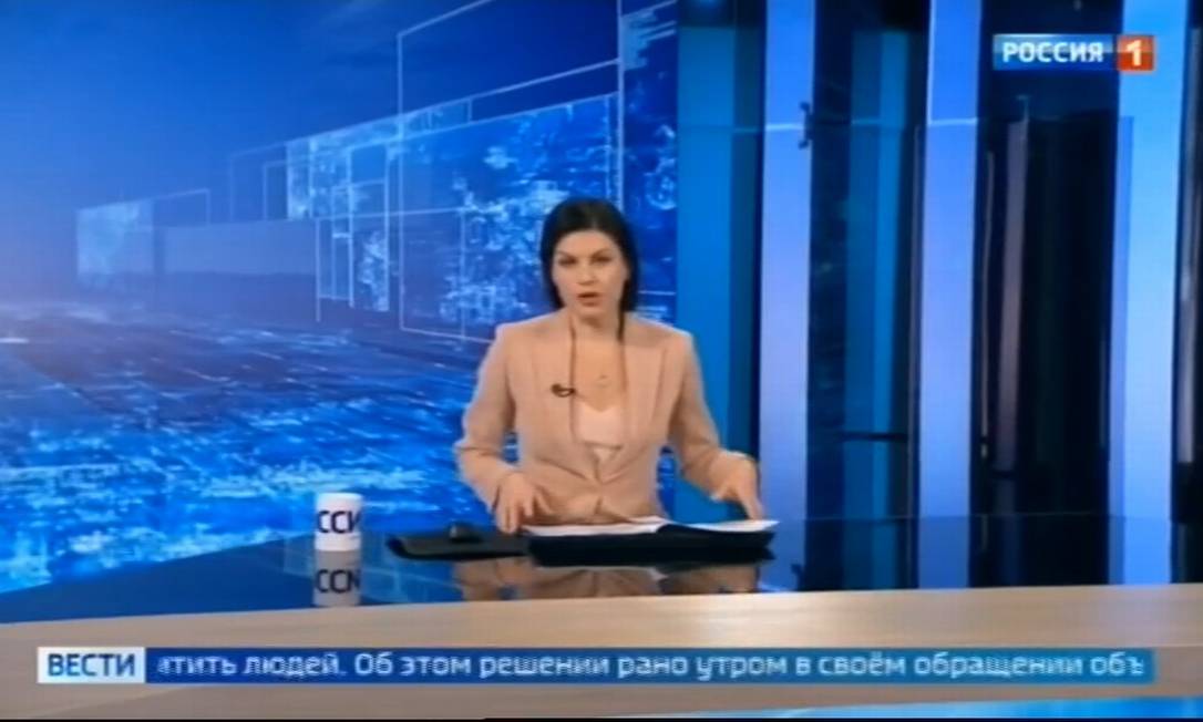 Maioria dos veículos de comunicação na Rússia são controlados pelo Estado e repetem discurso de Putin sobre invasão na Ucrânia Foto: Reprodução