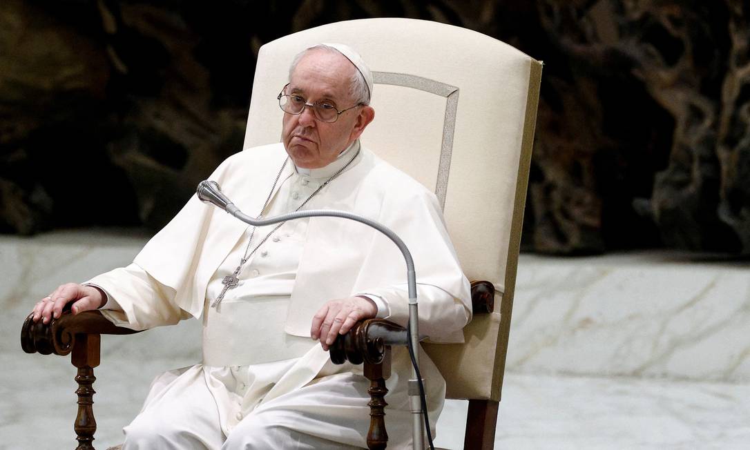 O Papa Francisco em sua audiência geral semanal no Vaticano Foto: Guglielmo Mangiapane / Reuters / 23-2-2022