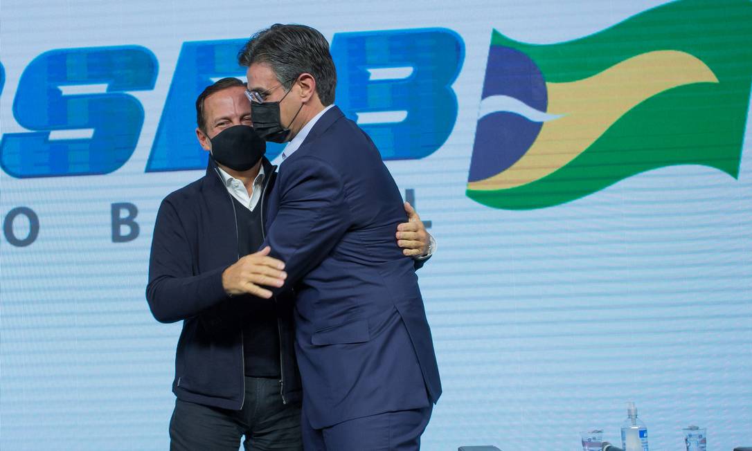 O vice-governador Rodrigo Garcia (PSDB), pré-candidato ao governo paulista, e o governador João Doria 14/05/2021 Foto: Edilson Dantas / Agência O Globo