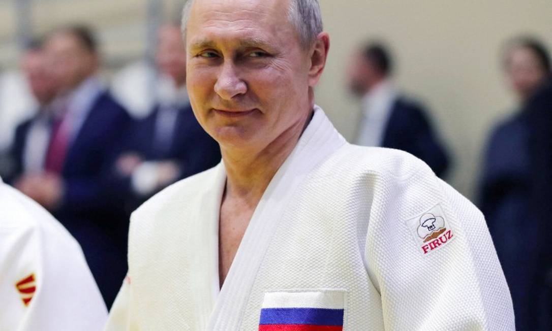 Presidenda Rússia, Vladimir Putin, durante treinamento de judô em fevereiro de 2019 Foto: MIKHAIL KLIMENTYEV / AFP