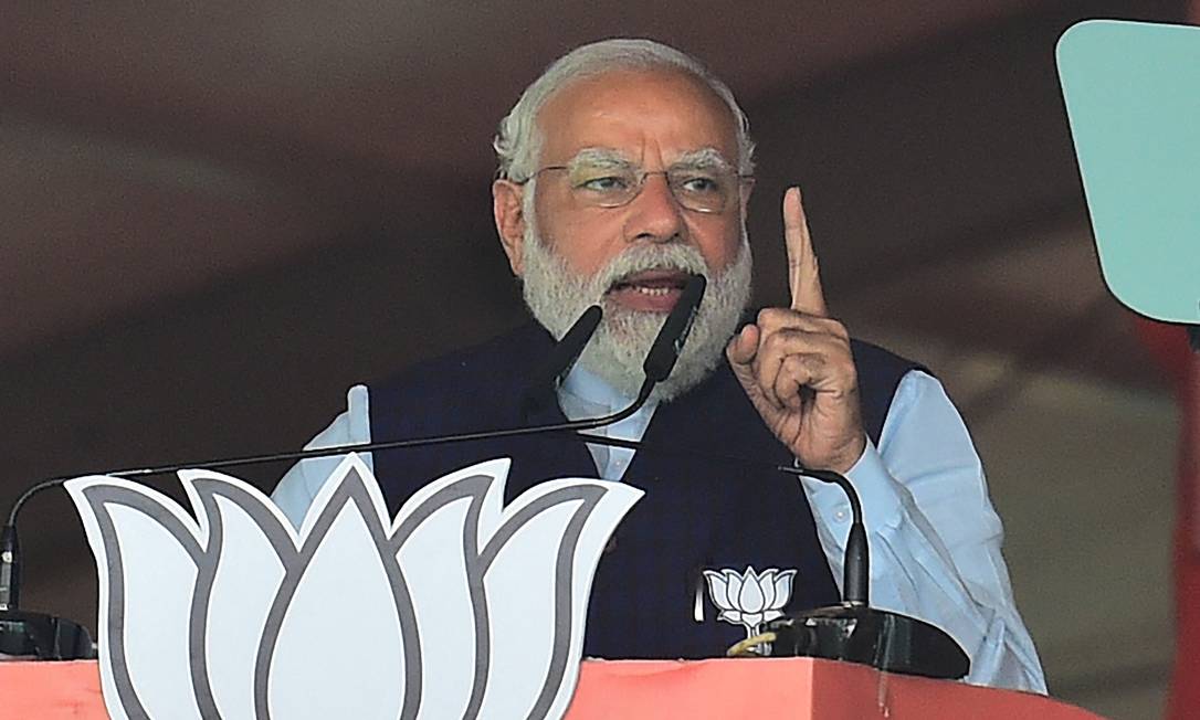 O primeiro-ministro indiano, Narendra Modi: interesse na compra de armamento russo Foto: SANJAY KANOJIA / AFP/24-02-2022