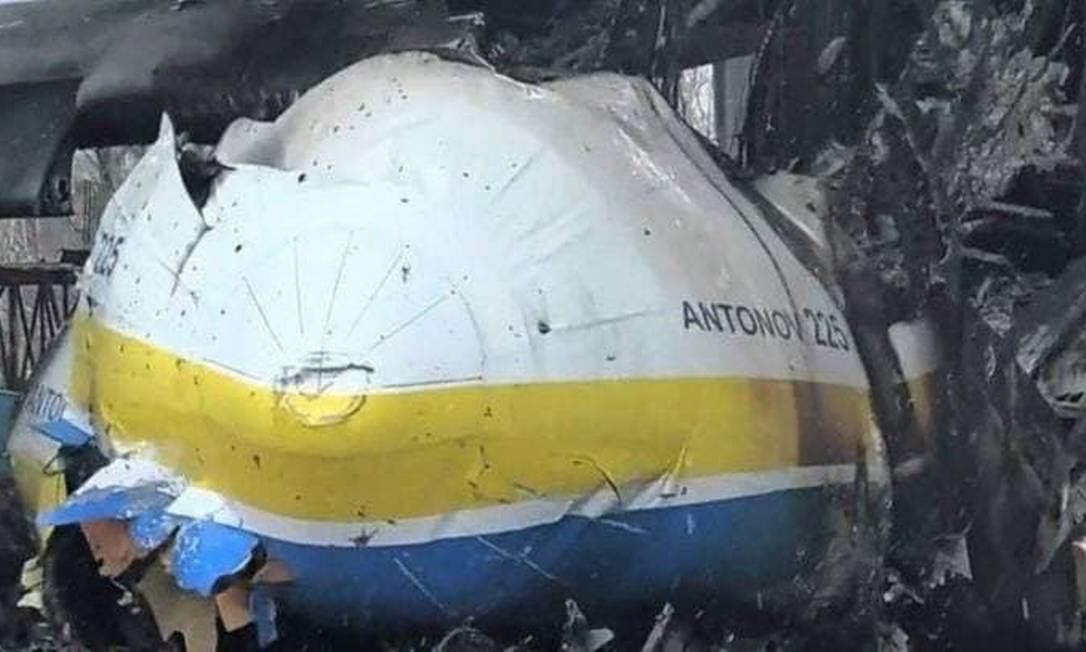 Antonov-225 Mriya destruído após bombardeio na Ucrânia Foto: Reprodução