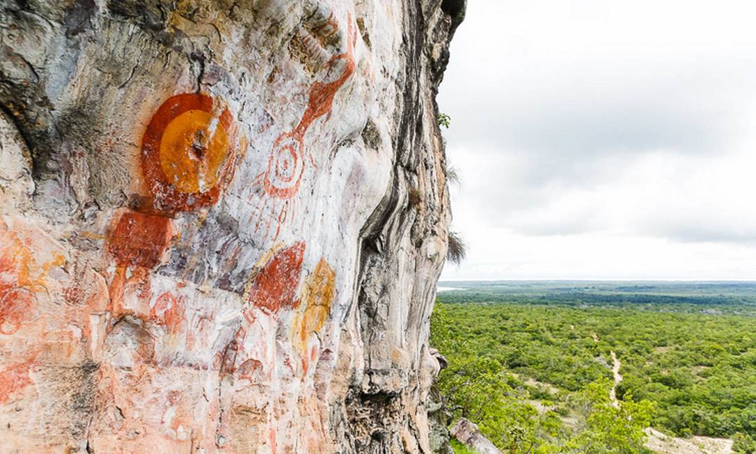 Pinturas rupestres no Parque Estadual de Monte Alegre, no Pará Foto: Priscila Olandim / Semas/Pará