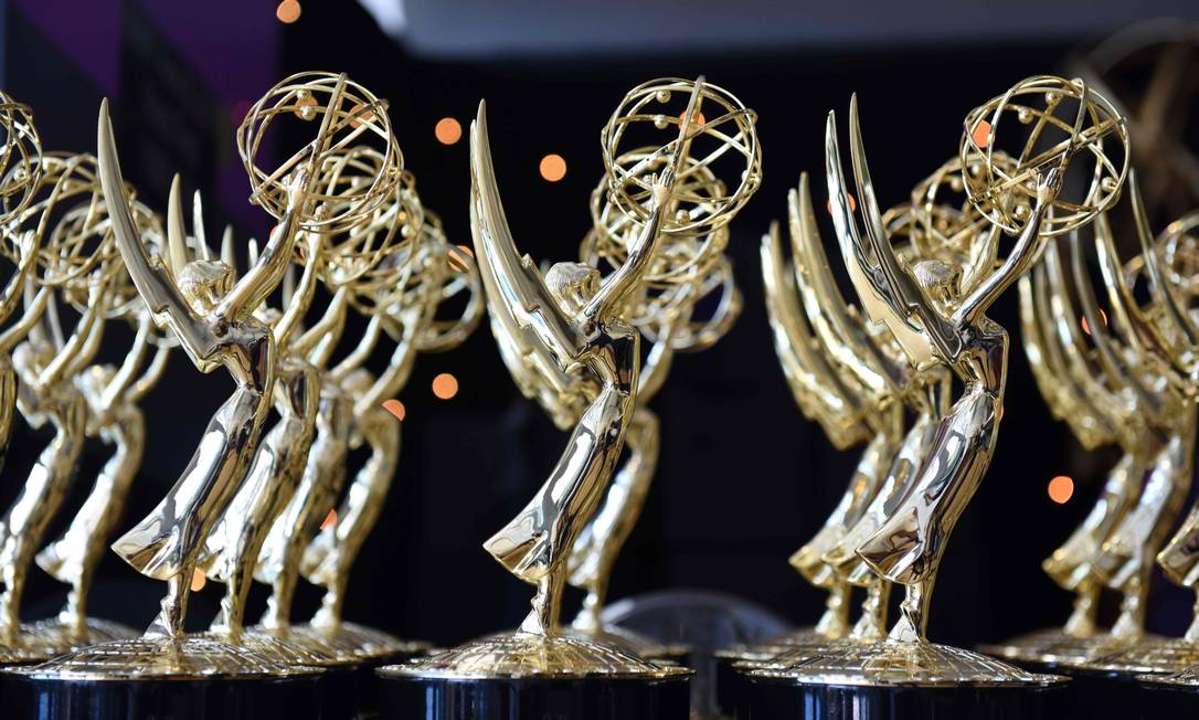 Estátuas do Emmy para a 70ª edição da premiação, em 2018 Foto: VALERIE MACON / AFP