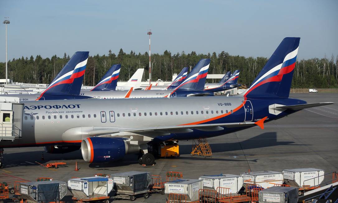 Jatos da estatal Aeroflot no aeroporto de Moscou Foto: Andrey Rudakov / Bloomberg