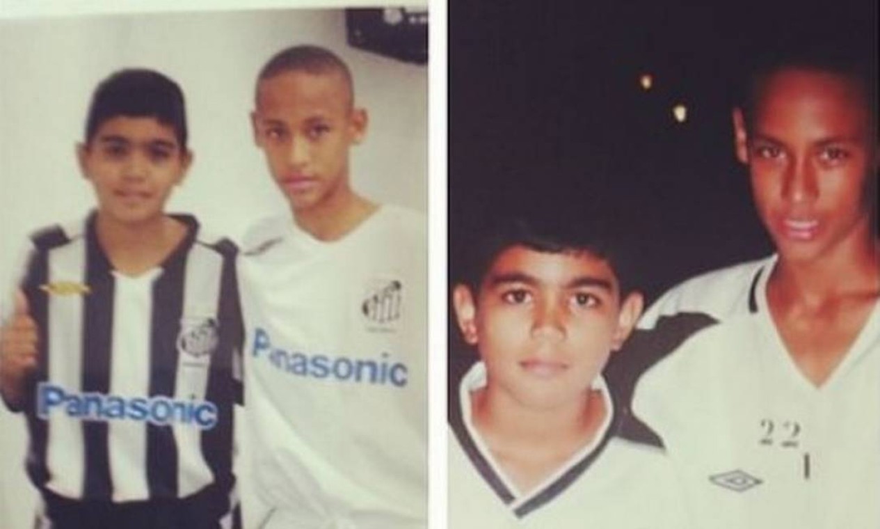 Gabigol e Neymar crianças: jogadores iniciaram a carreira no Santos Futebol Clube Foto: Arquivo pessoal