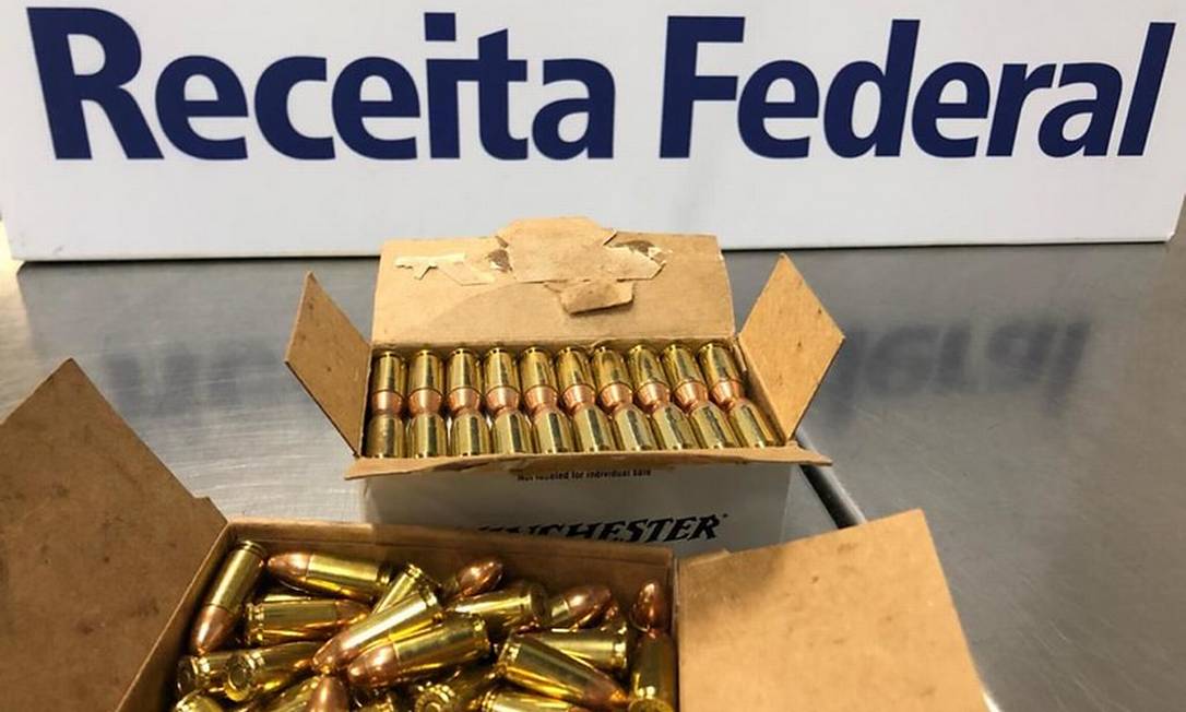 Receita Federal apreende munição na mala de passageiro vindo dos Estados Unidos Foto: Divulgação