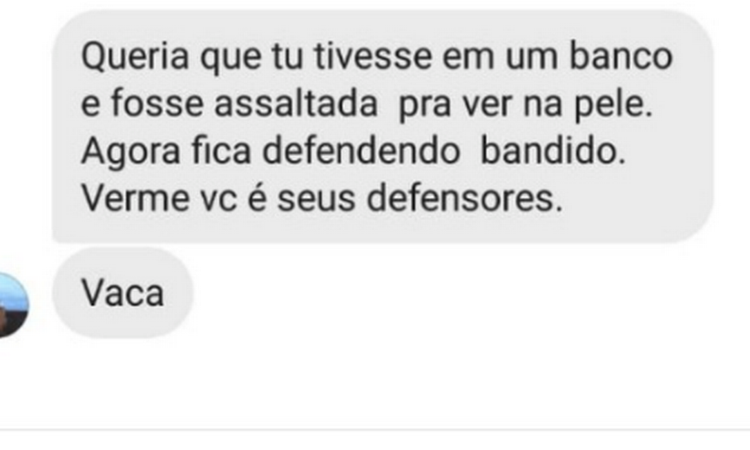 Ofensas e ameaças sofridas pela deputada Foto: Acervo pessoal