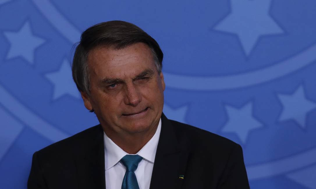 O presidente Jair Bolsonaro participa de cerimônia no Palácio do Planalto Foto: Cristiano Mariz/Agência O Globo/15-03-2022