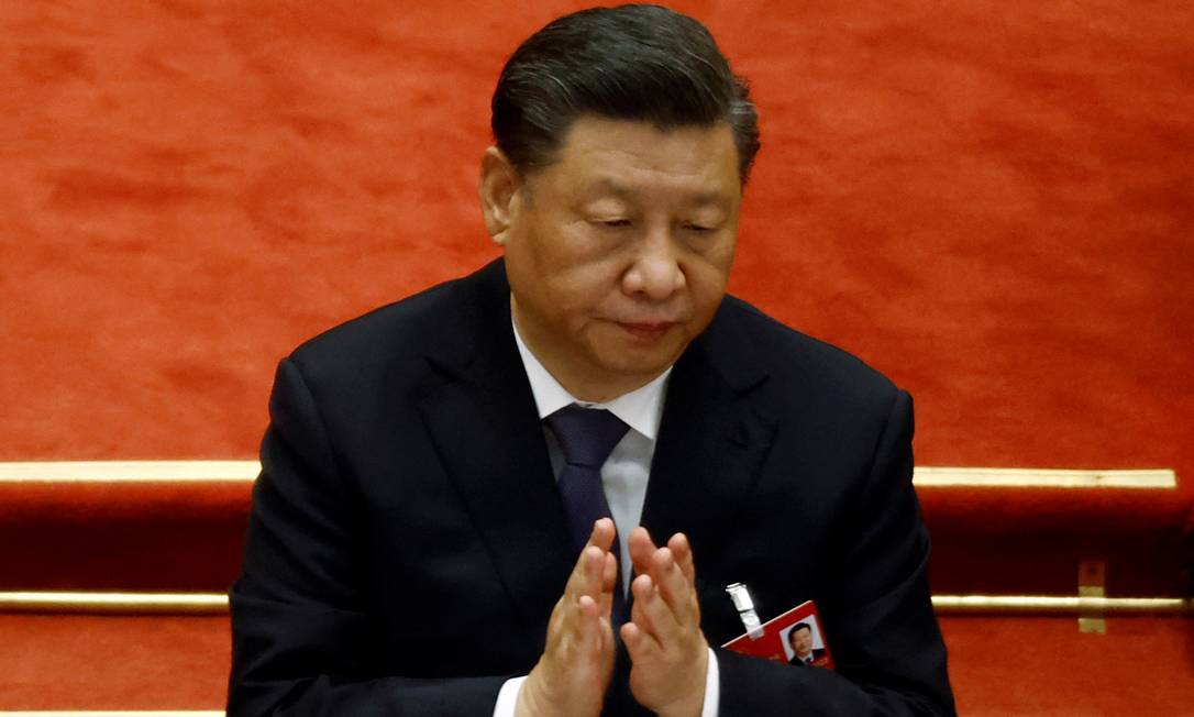 O presidente chinês, Xi Jinping. durante sessão fechada do Congresso Nacional do Povo em Pequim Foto: Carlos Garcia Rawlins / Reuters / 11-3-2022