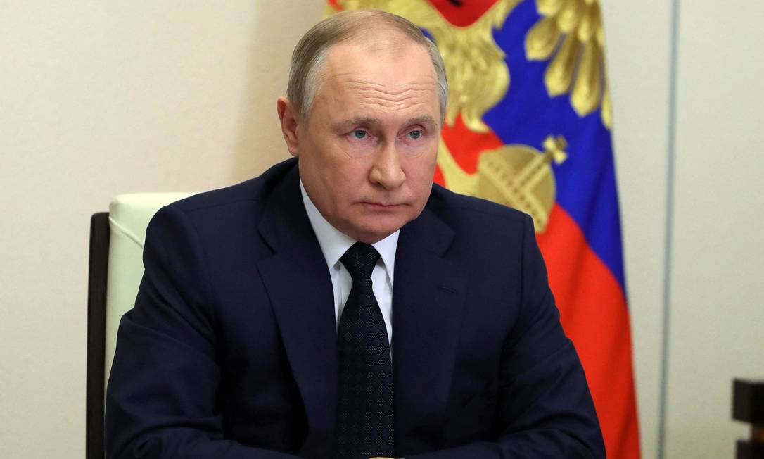 O presidente russo, Vladimir Putin, durante reunião do governo Foto: Mikhail Klimentyev / Sputnik / via AFP