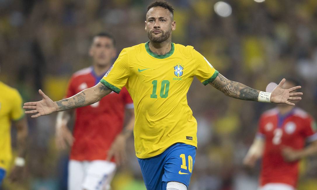 Neymar comemora gol sobre o Chile no Maracanã Foto: Foto Lucas Figueiredo/CBF / Agência O Globo