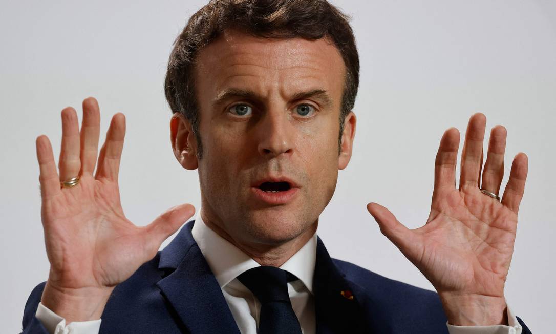O presidente Emmanuel Macron, em alta nas pesquisas: campanha desanimada Foto: LUDOVIC MARIN / AF/25-03-2022