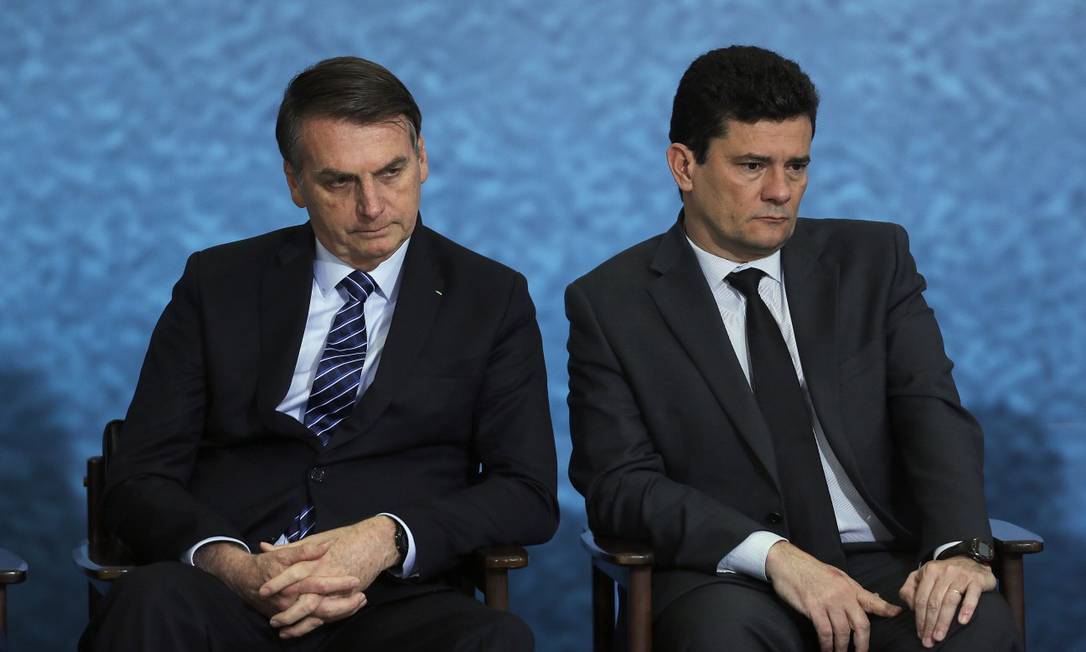 O presidente Jair Bolsonaro e o ex-ministro Sergio Moro 03/10/2019 Foto: Jorge William / Agência O Globo / 03/10/2019