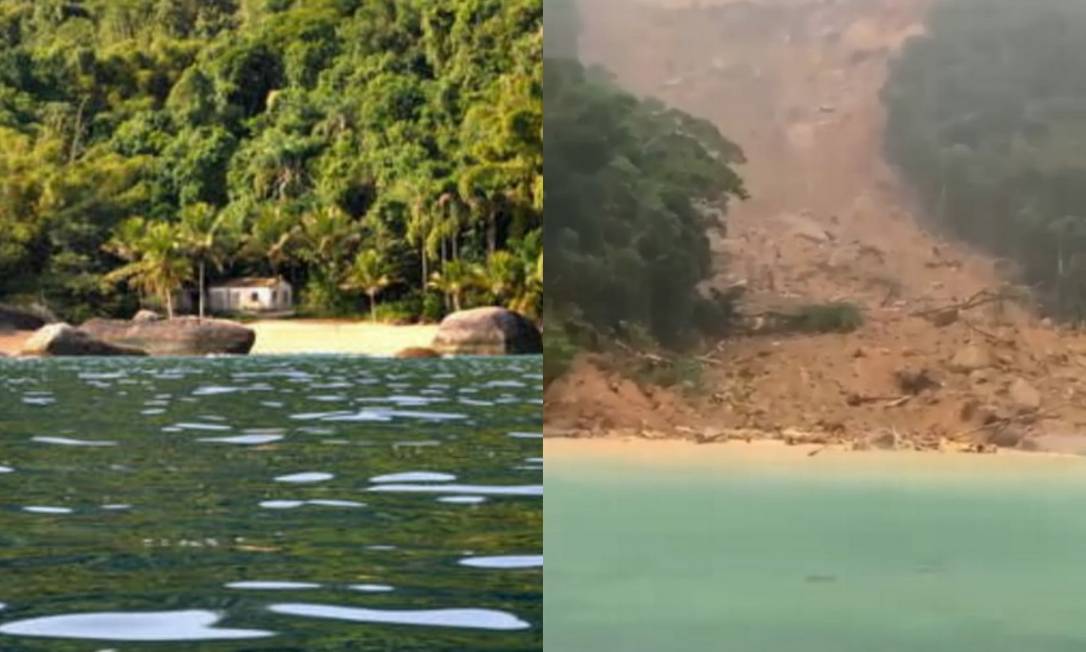 Imagens de antes e depois mostram ação de destruição na Ilha Grande Foto: Reprodução