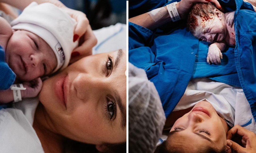 Bárbara Evans anunciou o nascimento de Ayla, sua filha com Gustavo Theodoro, na manhã deste domingo Foto: Reprodução Instagram