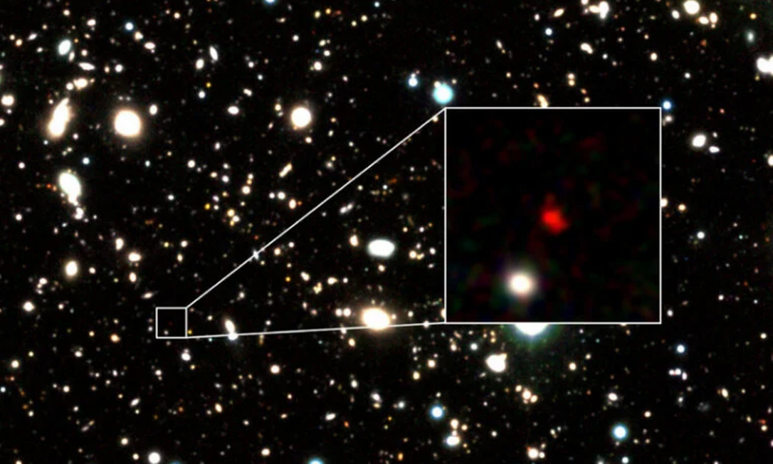 Galáxia HD1 está a 13,5 bilhões de anos-luz na Terra Foto: Divulgação/The Harvard Gazette