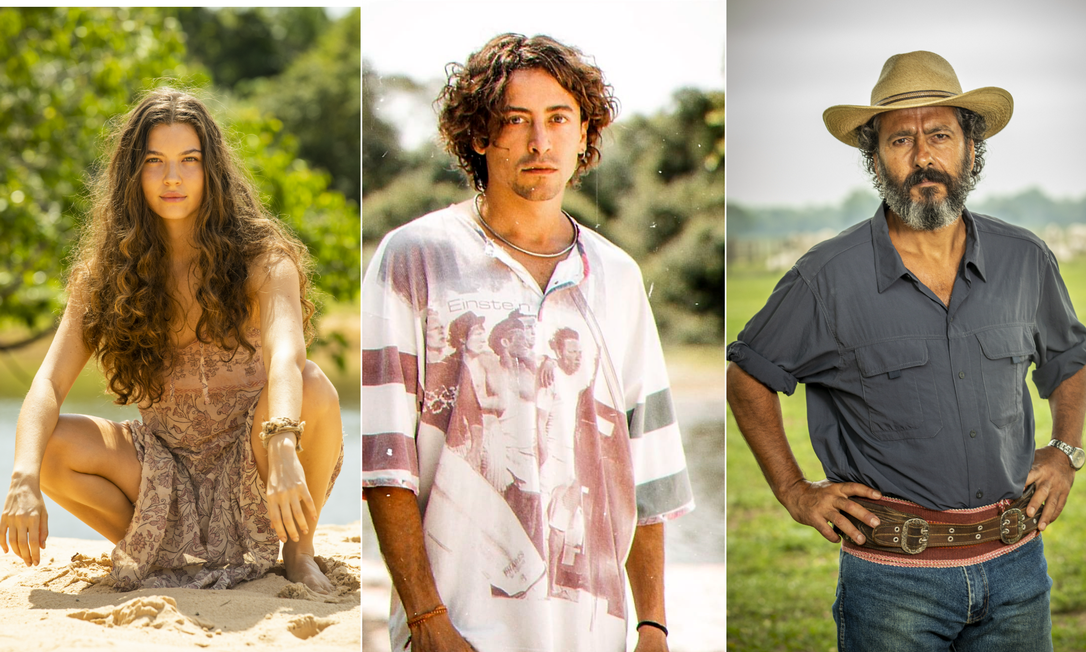 Alanis Guillen, Jesuita Barbosa e Marcos Palmeira estão na segunda fase de 'Pantanal' Foto: Divulgação 
