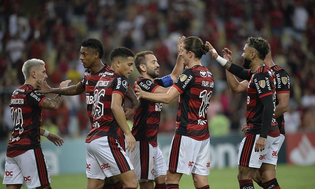 Comemoração do Flamengo Foto: Marcelo Cortes / Marcelo Cortes