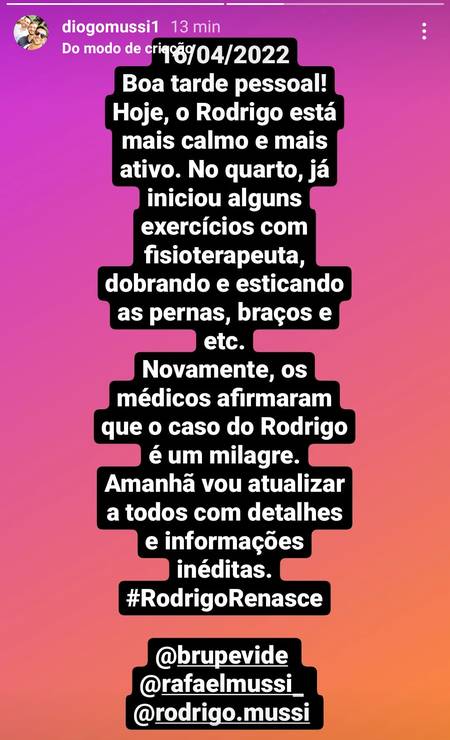 Post de irmão de Rodrigo Mussi Foto: Reprodução