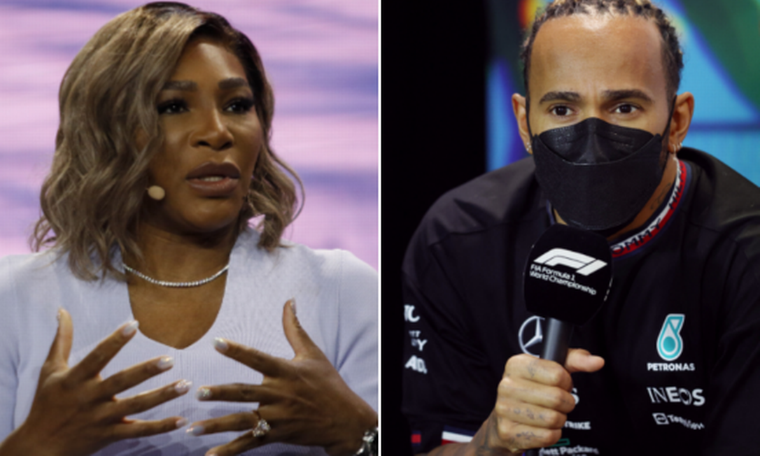 Serena Williams e Lewis Hamilton Foto: Marco Bello/Getty Images/AFP (esquerda) / REUTERS/Martin Keep (direita)
