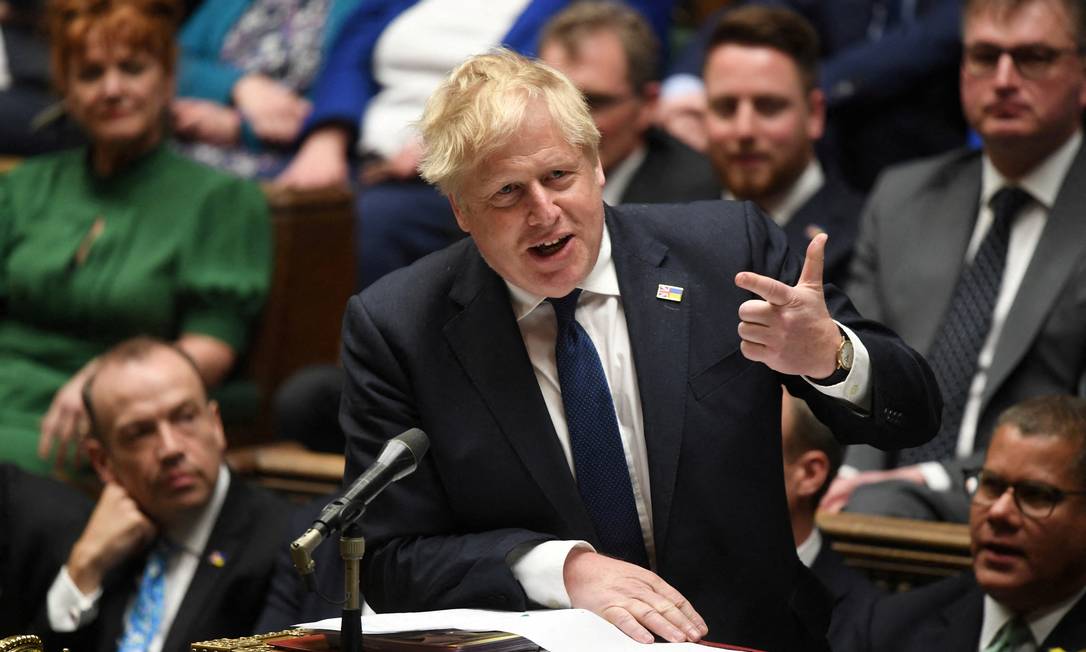 Boris Johnson responde a perguntas no Parlamento britânico Foto: Jessica Taylor / Parlamento britânico / via Reuters