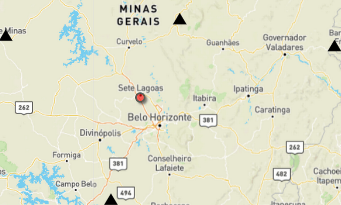 Tremor de terra é registrado na cidade de Sete Lagoas, em Minas Gerais
