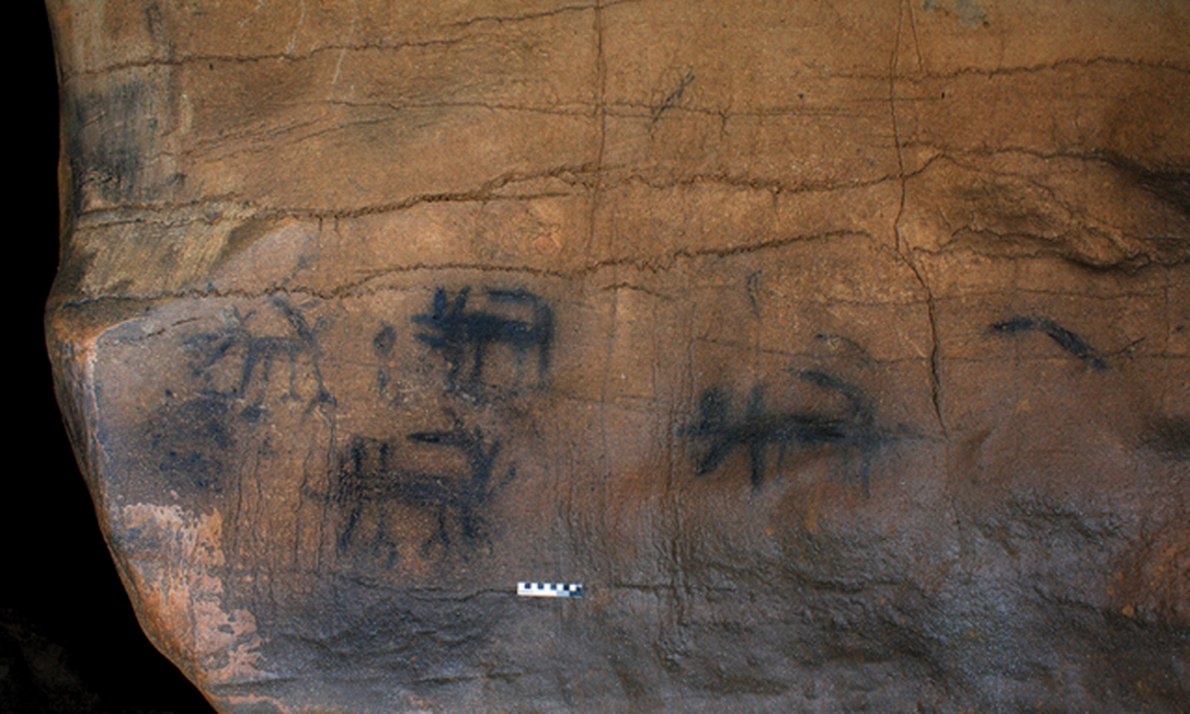 A extensão o conjunto de desenhos feitos por nativos americanos há mais de mil anos fez com que a descoberta fosse considerada a maior da América do Norte Foto: Reprodução